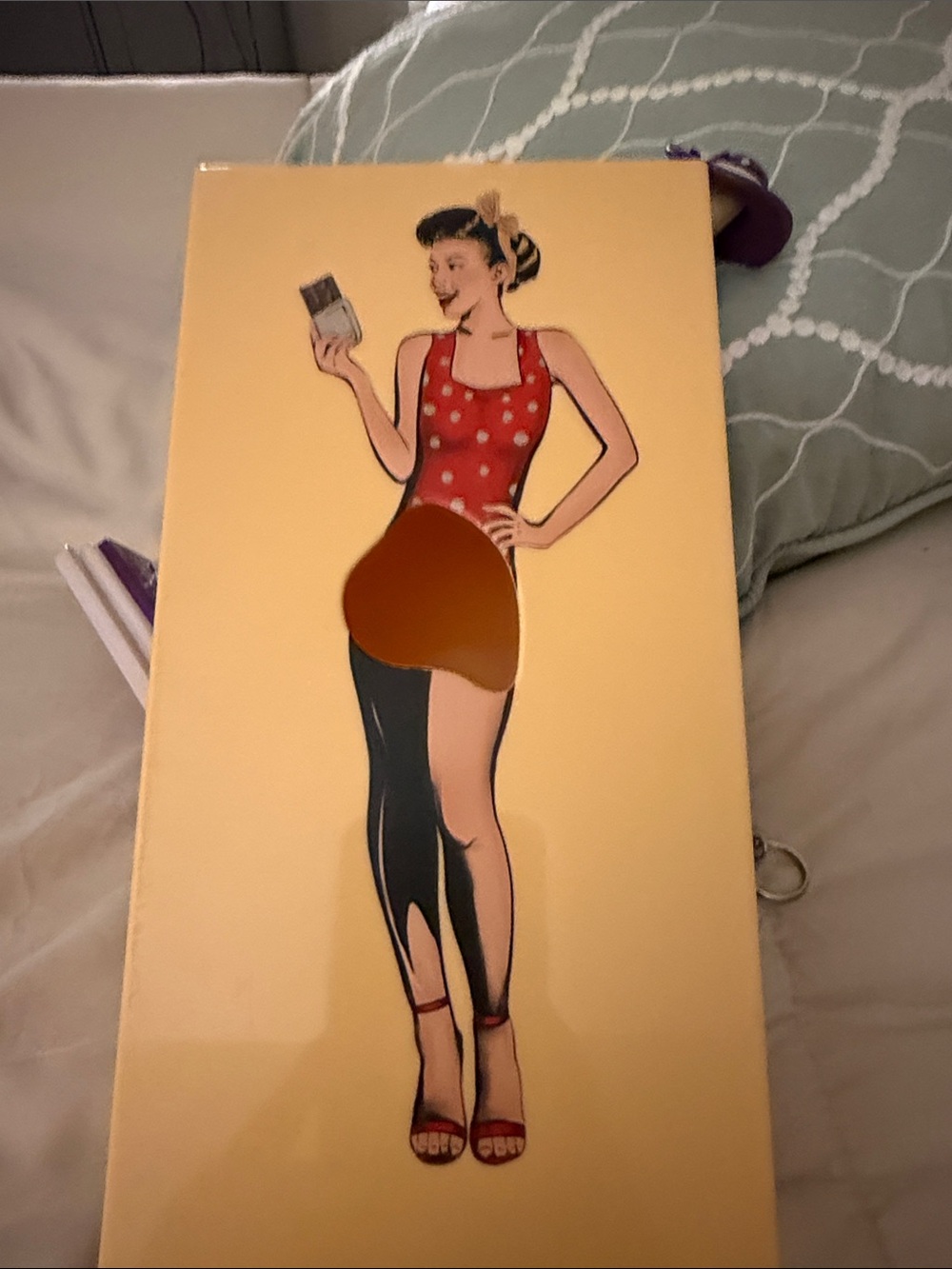 Vintage Pin-Up Tissue Box holder with Red Polka Dot Swimsuit